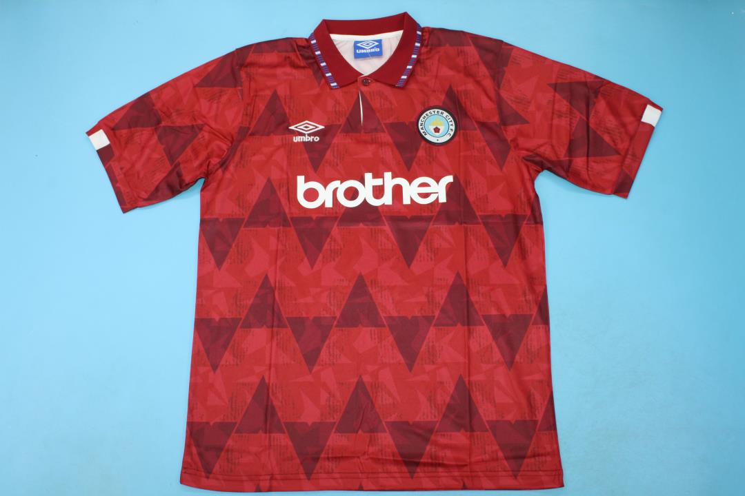 AAA Quality Manchester City 90/92 Away Red Soccer Jersey